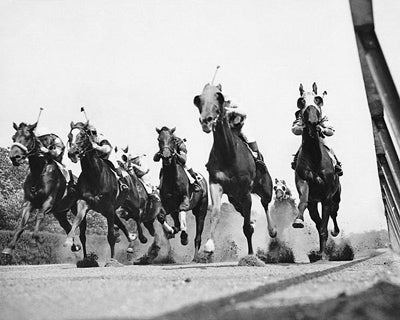 Thoroughbred Horse Race at Belmont Track, NY, 1937 by McMahan Photo Archive - Vintage Equestrian Wall Art