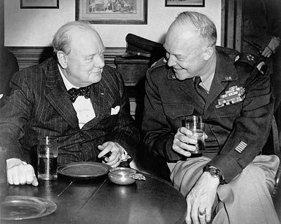 Winston Churchill & Dwight D. Eisenhower at Raleigh Tavern: Vintage 1946 Photo Art Print by McMahan Photo Archive