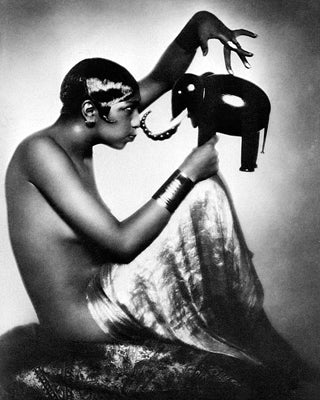 Framed Josephine Baker with Elephant Model, 1925 by McMahan Photo Archive
