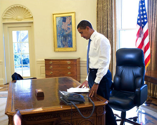 Framed President Barack Obama, First Day in Oval Office, January 21, 2009 ...
