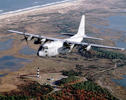 C-130 Hercules Over Lighthouse, 2001 - Aviation Art Print by McMahan Photo Archive 8x10 " Wall Art Décor