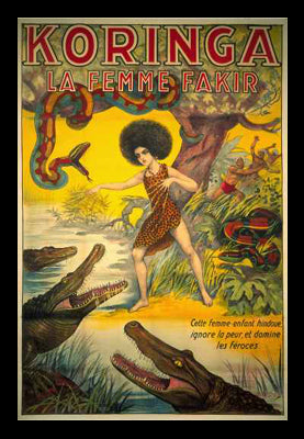 Koringa Style B Art Print - Vintage Circus Wall Décor 24x17 inches