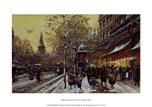 Place de la Republic, Paris by Eugene Galien-Laloue - Parisian Street Scene Wall Art Print