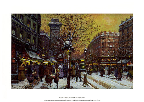Porte St. Denis, Paris by Eugene Galien-Laloue - Parisian Street Scene Wall Art Print 8.5 x 12