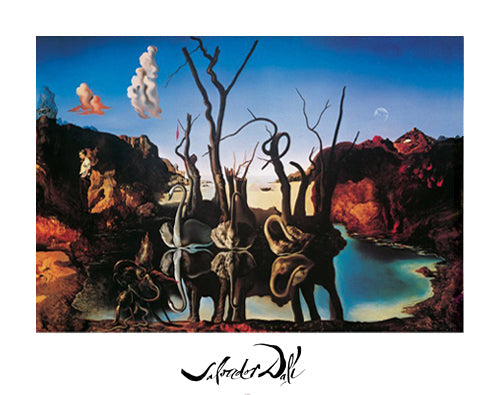 Framed Swans Reflecting Elephants by Salvador Dalí | 22 x 28