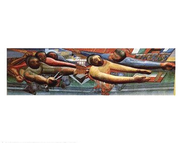 The People for the University, the University for the People detail by David Alfaro Siqueiros - Iconic Mural Art Print