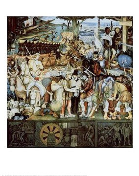 Disembarkation of the Spanish at Veracruz by Diego Rivera - Mexican Mural Art Print for Home & Office