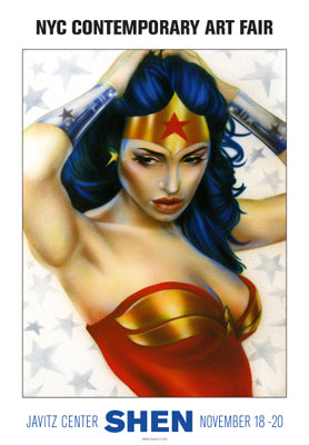 Wonder Woman Art Print by Shen - Dynamic Superhero Wall Decor 20 x 16 inches