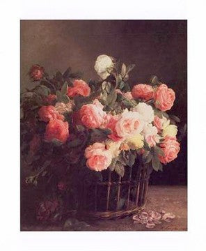 Basket of Roses by Hans Looscher - Elegant Floral Art Print for Home Decor