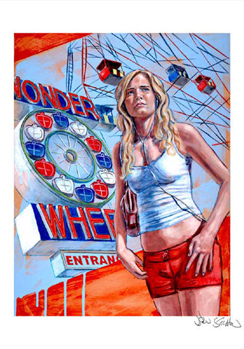 Coney Island Girl by Jason Stillman: Vintage Beach Art Print