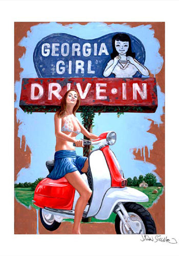 Georgia Girl Drive-In Art Print by Jason Stillman - Retro Wall Décor