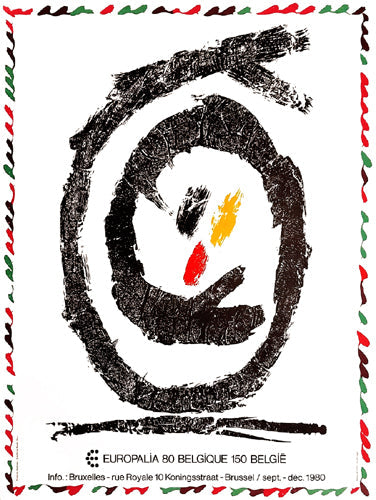 Framed Europalia 80 Belgique by Pierre Alechinsky | 31 ½ x 23 ¾
