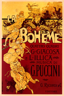 La Boheme by Adolfo Hohenstein - Vintage Opera Wall Art Print 20.1 x 14.2