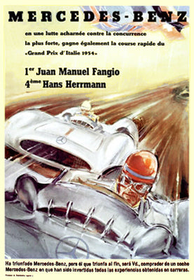 Framed Mercedes-Benz, Italian Grand Prix, 1954 18 1/4 x 14 1/4 A...