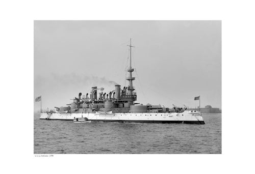 Framed USS Indiana, 1896 13 x 19