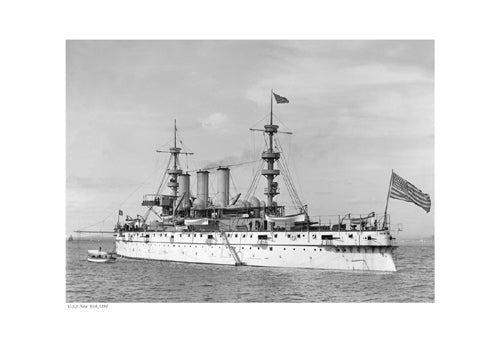 Framed USS New York, 1898 13 x 19