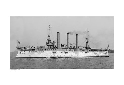 USS Brooklyn 1896 Art Print - Vintage Naval Ship Wall Art Decor 13x19 inch