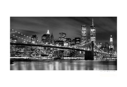 Brooklyn Bridge Night Art Print by Viktor Balkind - Cityscape Wall Art Decor 13x19 inch