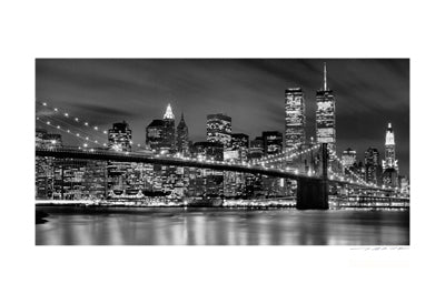 Brooklyn Bridge Night Art Print by Viktor Balkind - Cityscape Wall Art Decor 13x19 inch
