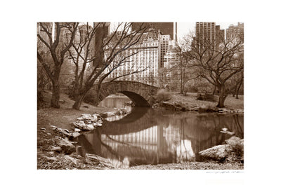 Central Park Plaza Sepia Art Print by Viktor Balkind - Vintage New York City Wall Décor