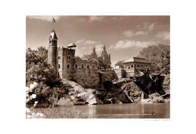 Belvedere Castle, Central Park Sepia Art Print by Viktor Balkind | Vintage New York City Wall Art Decor
