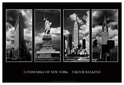 Landmarks of New York I Art Print by Viktor Balkind - Iconic Cityscape Wall Décor for Your Home or Office