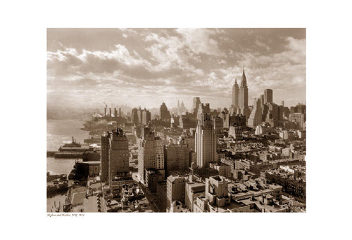 Skyline and Harbor, NYC, 1931 Sepia Art Print | Vintage New York City Wall Art Decor