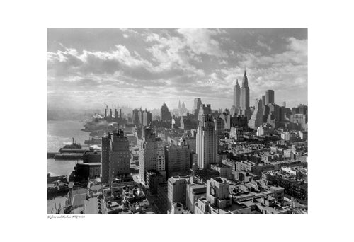 Framed Skyline and Harbor, NYC, 1931 13 x 19