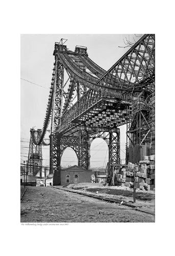 Williamsburg Bridge Under Construction, circa 1902 - Vintage New York City Photography Wall Art Décor