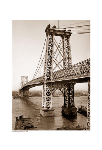 Williamsburg Bridge, circa 1910 Sepia Art Print - Vintage New York City Wall Art Decor