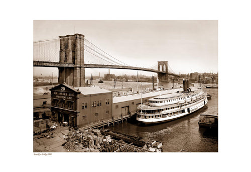 Brooklyn Bridge, 1905 Sepia Print - Vintage New York City Wall Art Decor