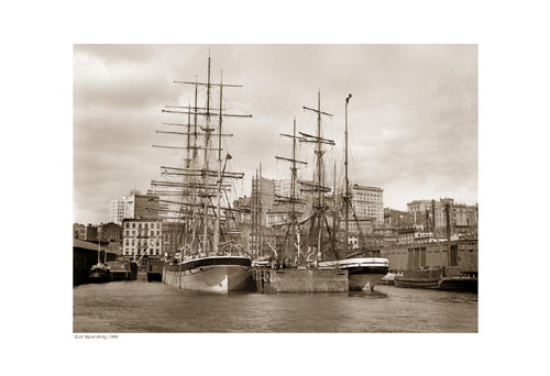 Framed East River Docks, 1900 (sepia) 13 x 19