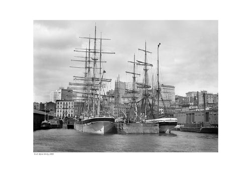 Framed East River Docks, 1900 13 x 19