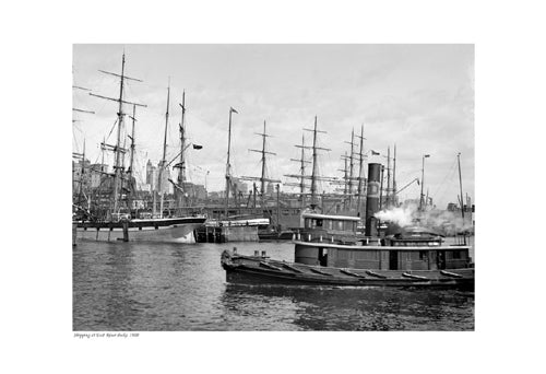 Shipping at East River Docks, 1900 - Vintage Nautical Wall Art Print | Historical New York Harbor Decor