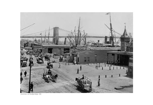 Framed South Street and Brooklyn Bridge, 1900 13 x 19
