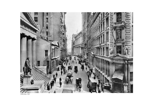 Wall Street, 1911 - Vintage Cityscape Art Print | Historic Financial District Decor