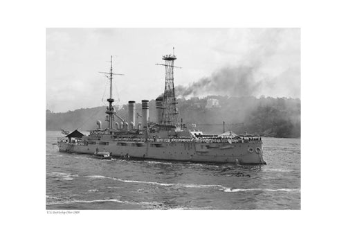 Framed US Battleship Ohio, 1909 13 x 19
