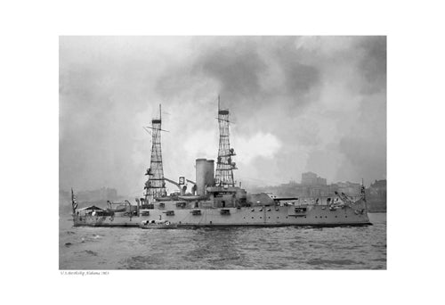Framed US Battleship Alabama, 1905 13 x 19