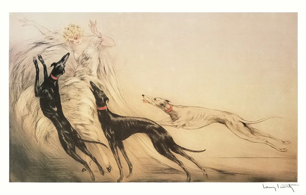 Art Print Coursing II by Louis Icart - Elegant Hunting Dog Wall Art Décor for Sale