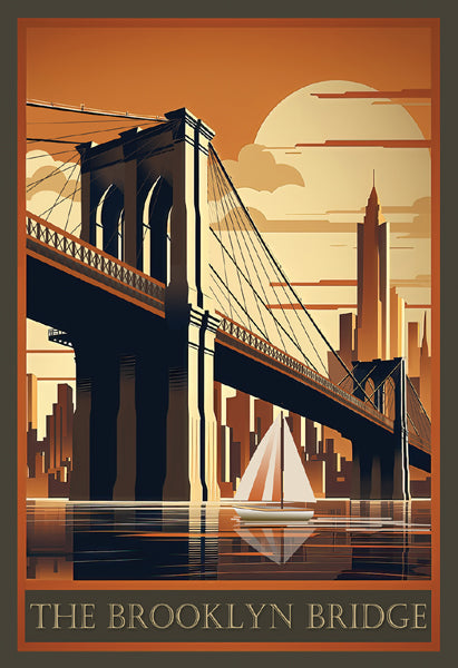 Framed Brooklyn Bridge (Moonrise) 18 ½ x 12 ½