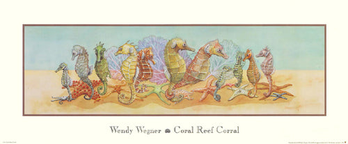 Framed Coral Reef Corral by Wendy Wegner | 9 x 22