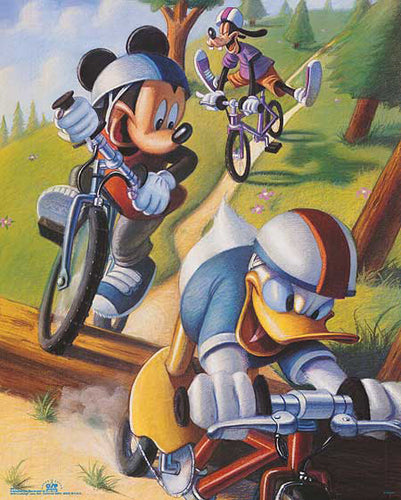 Mickey & Friends: Biking by Walt Disney - Charming Wall Art Print