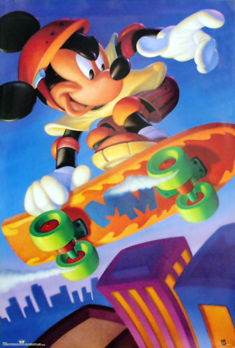 Mickey Mouse Skateboarding by Walt Disney - Fun & Iconic Wall Art Décor for Kids & Collectors