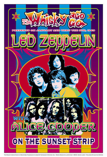 Led Zeppelin & Alice Cooper at Whisky-A-Go-Go, 1969 - Vintage Concert Wall Art by Dennis Loren