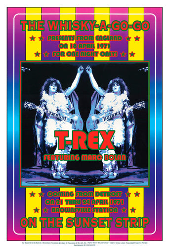 T. Rex 1971 Whisky-A-Go-Go Art Print by Dennis Loren - Vintage Music Wall Art Decor