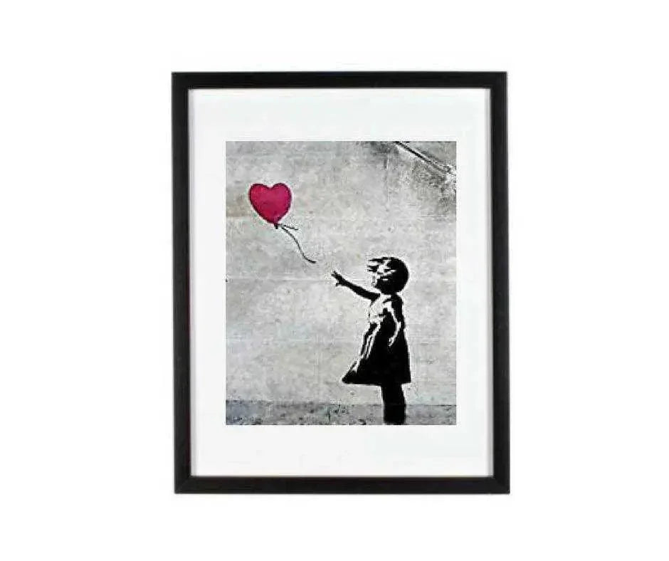 Framed Banksy Art - Girl with Balloon Print for Home Decor
