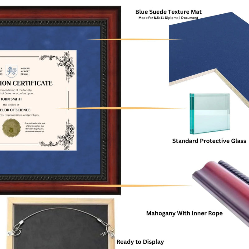University of Connecticut Diploma Frame 8.5x11 Certificate Blue