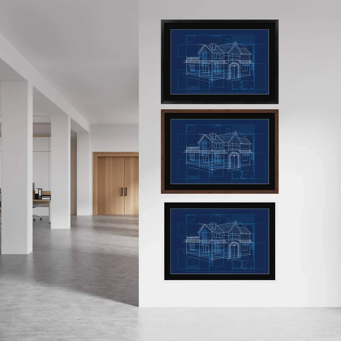 Blue Rant Layout Frame Blueprint Picture Frame – Modern Framing for House Plans & Constructio