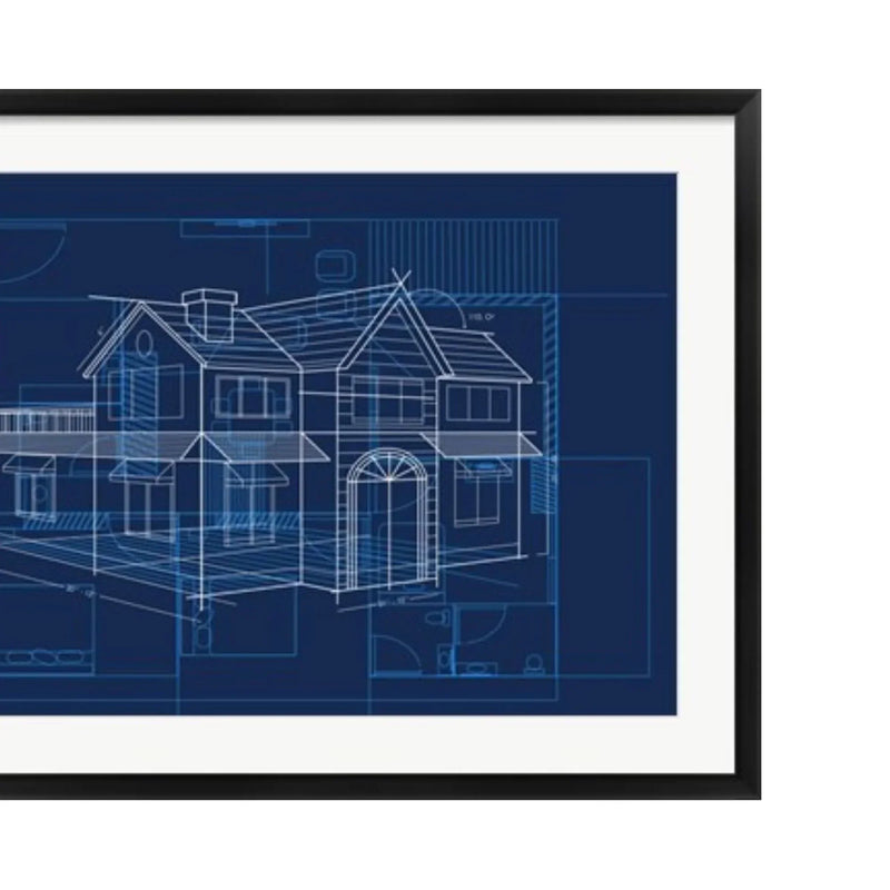 Blue Rant Frame Blueprint Picture Frame Modern Framing for House Plans & Constructio