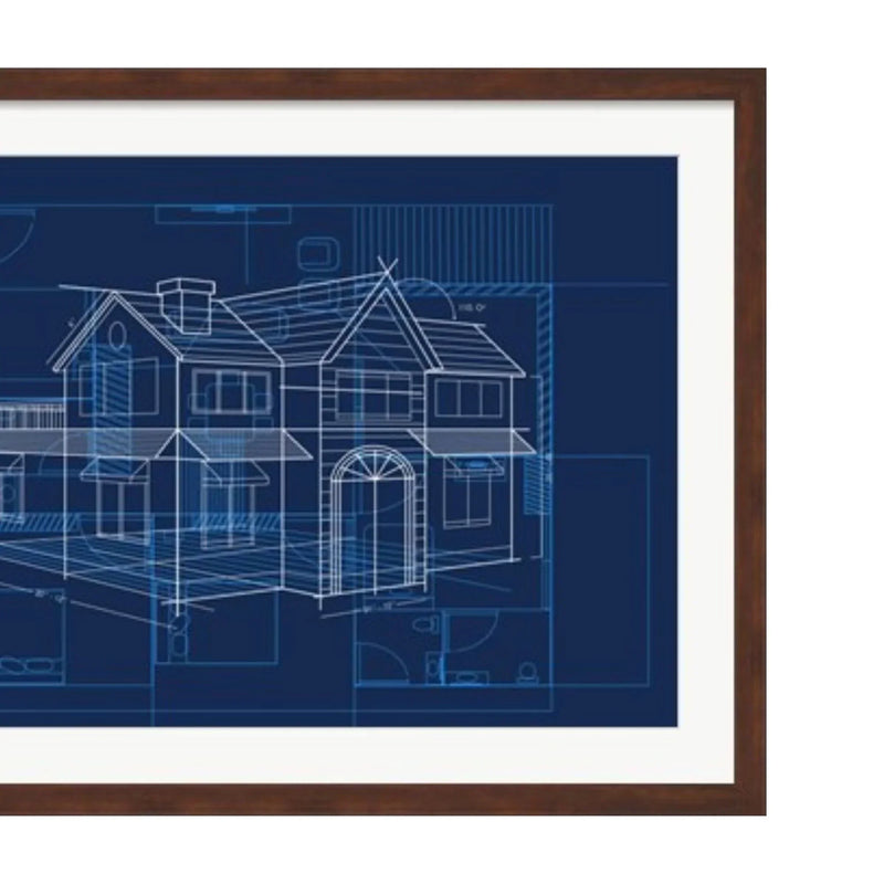 Blue Rant Layout Frame Blueprint Picture Frame Modern Framing for House Plans & Constructio